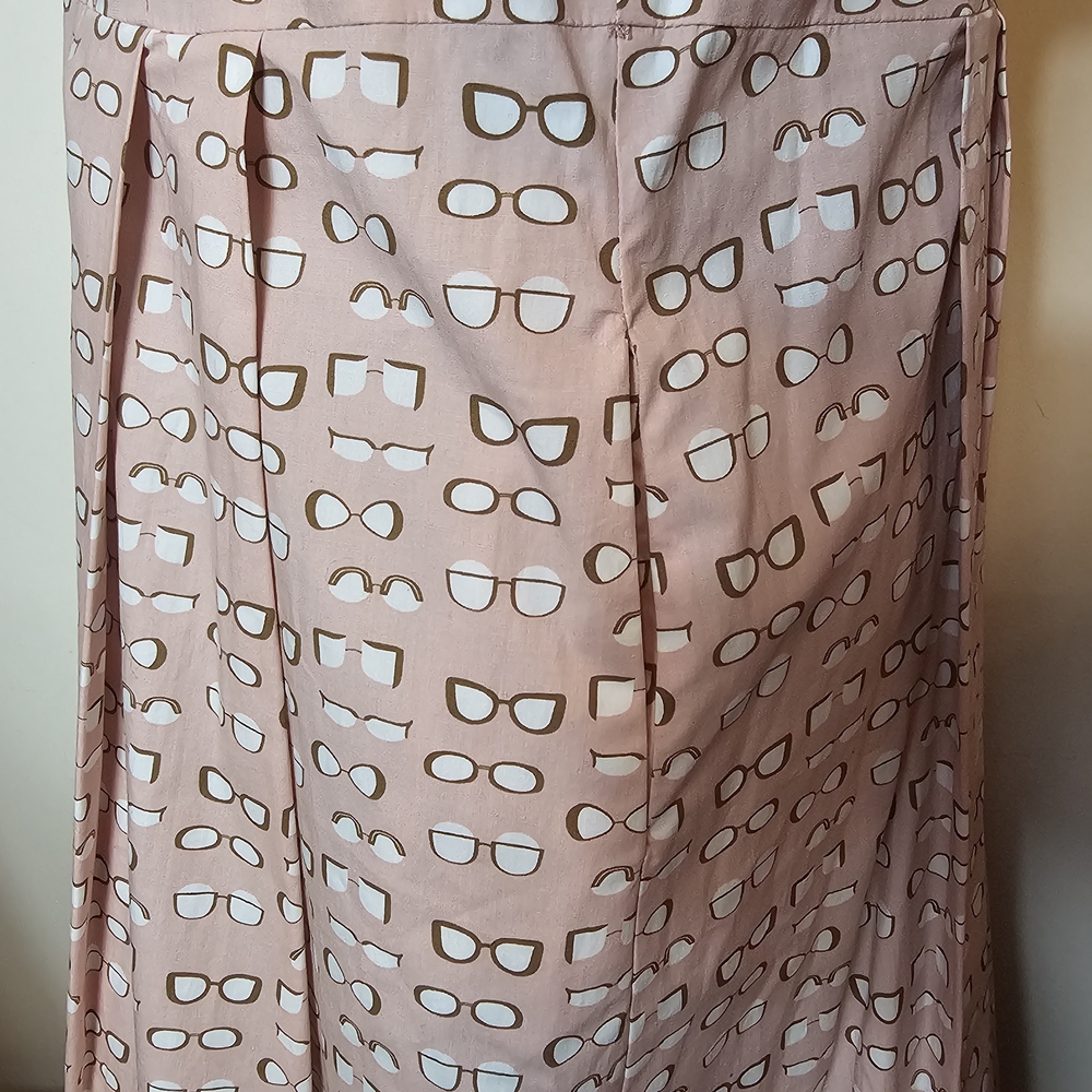 Boden Pink Midi Shirt Dress Size 14 Eyeglass Pattern Whimsical Preppy Eye Doctor - Picture 9 of 14